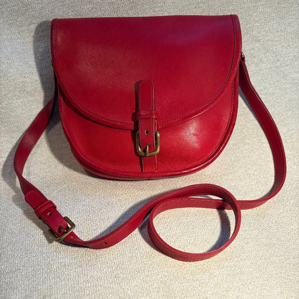 COACH Vintage Leather Crossbody Handbag -Red